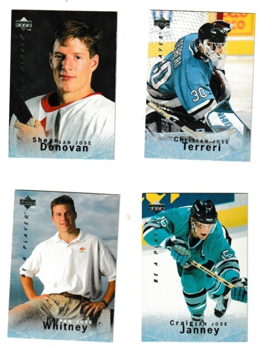 Vintage 1995-96 Upper Deck San Jose Sharks Hockey Cards Lot of 4 Collectible